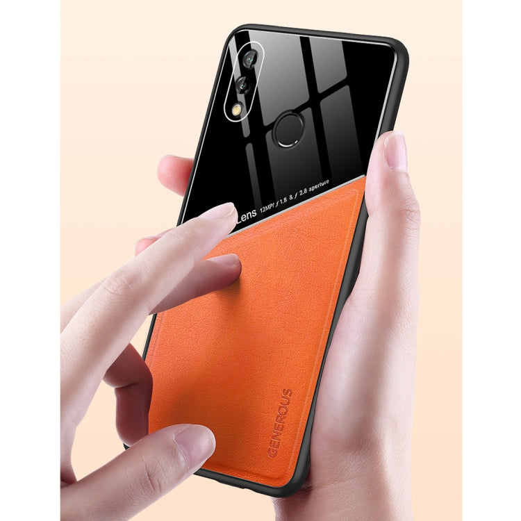 For Huawei P20 Lite All-inclusive Leather + Organic Glass Protective Case with Metal Iron Sheet