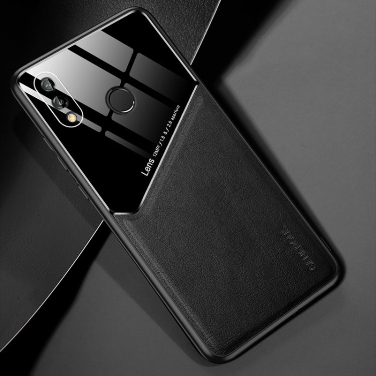 For Huawei P20 Lite All-inclusive Leather + Organic Glass Protective Case with Metal Iron Sheet