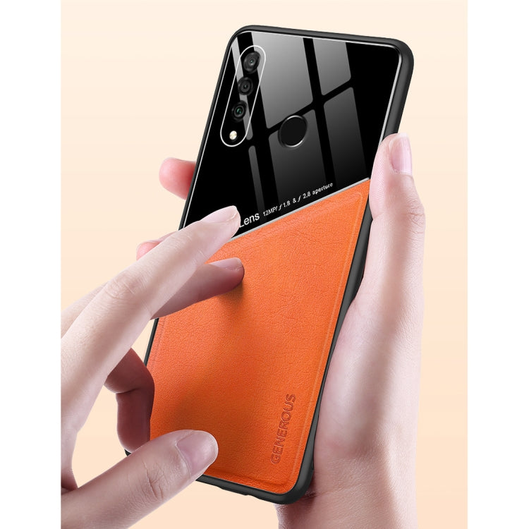 For Huawei P30 Lite All-inclusive Leather + Organic Glass Protective Case with Metal Iron Sheet