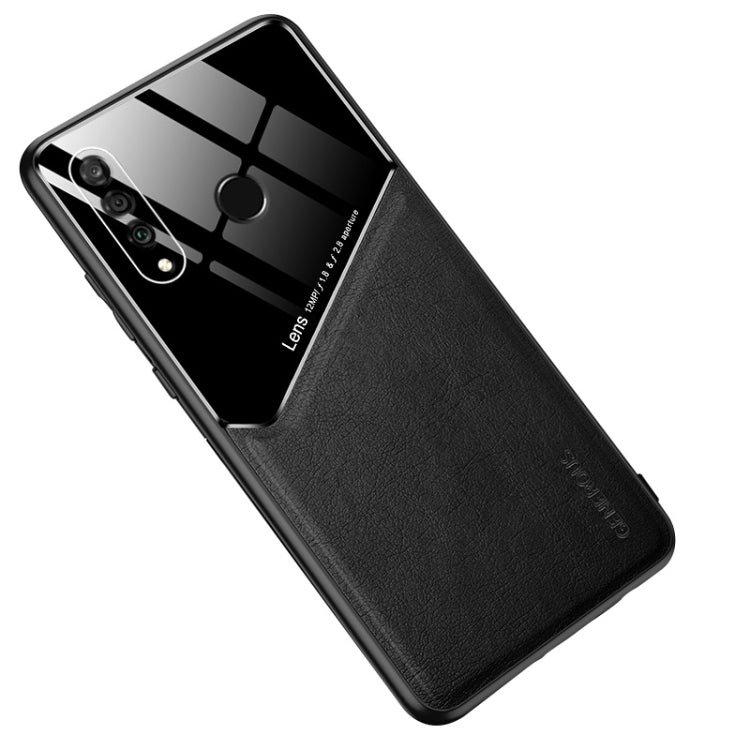 For Huawei P30 Lite All-inclusive Leather + Organic Glass Protective Case with Metal Iron Sheet