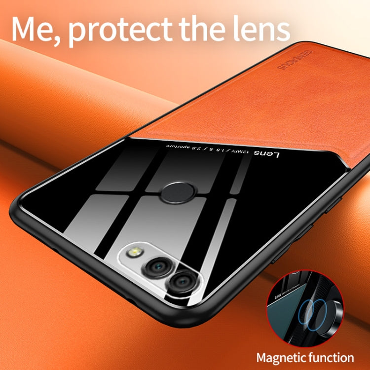 For Huawei Enjoy 8 Plus All-inclusive Leather + Organic Glass Protective Case with Metal Iron Sheet