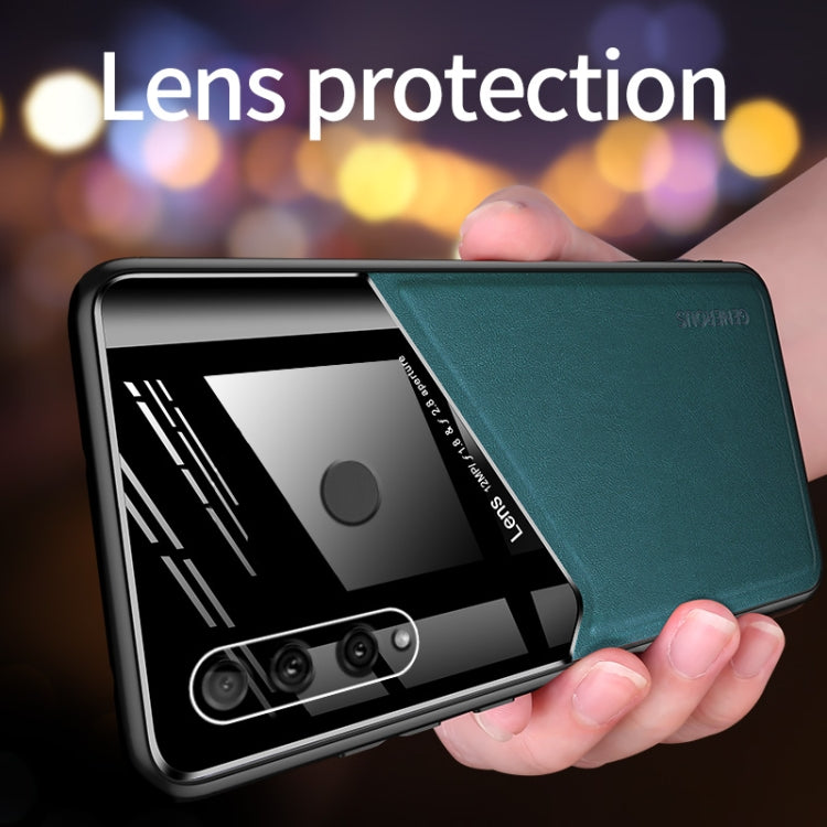 For Huawei Enjoy 9s All-inclusive Leather + Organic Glass Protective Case with Metal Iron Sheet