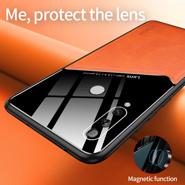 For Huawei Enjoy 10 Plus All-inclusive Leather + Organic Glass Protective Case with Metal Iron Sheet