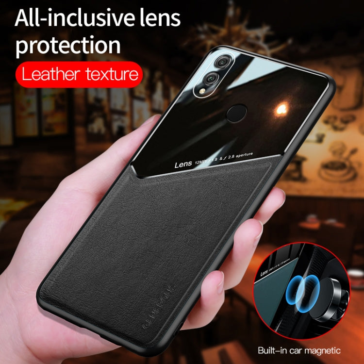 For Huawei Honor 8X All-inclusive Leather + Organic Glass Protective Case with Metal Iron Sheet