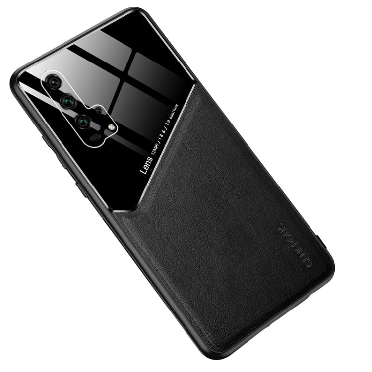For Huawei Honor 20 Pro All-inclusive Leather + Organic Glass Protective Case with Metal Iron Sheet