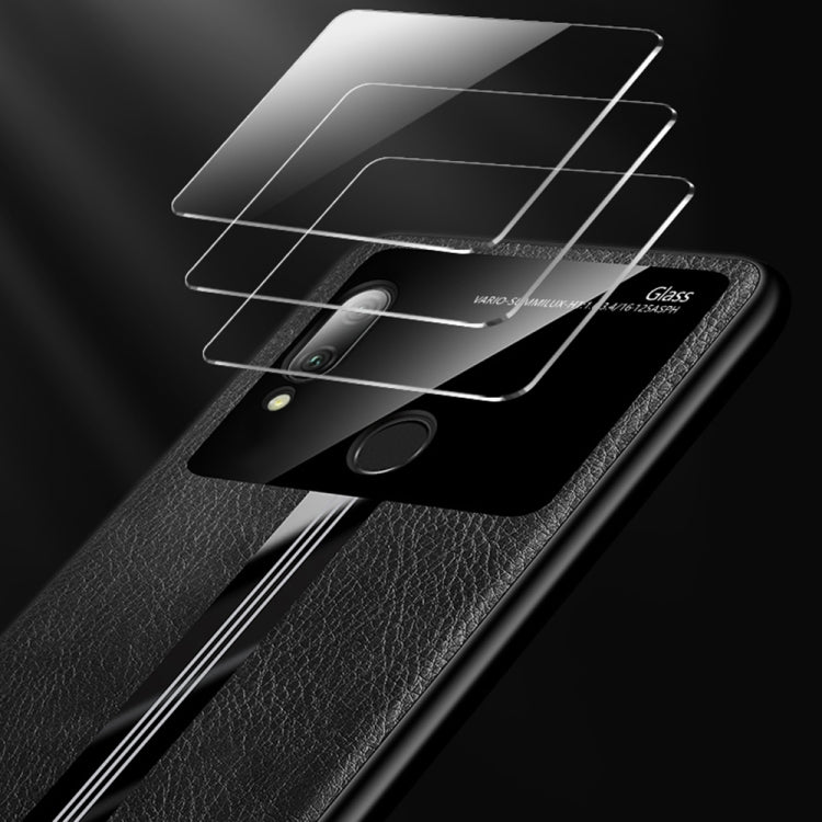 For Huawei Nova 3 Leather Texture PU + Glass + TPU Shockproof Protective Case