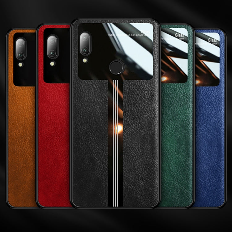 For Huawei Nova 3 Leather Texture PU + Glass + TPU Shockproof Protective Case