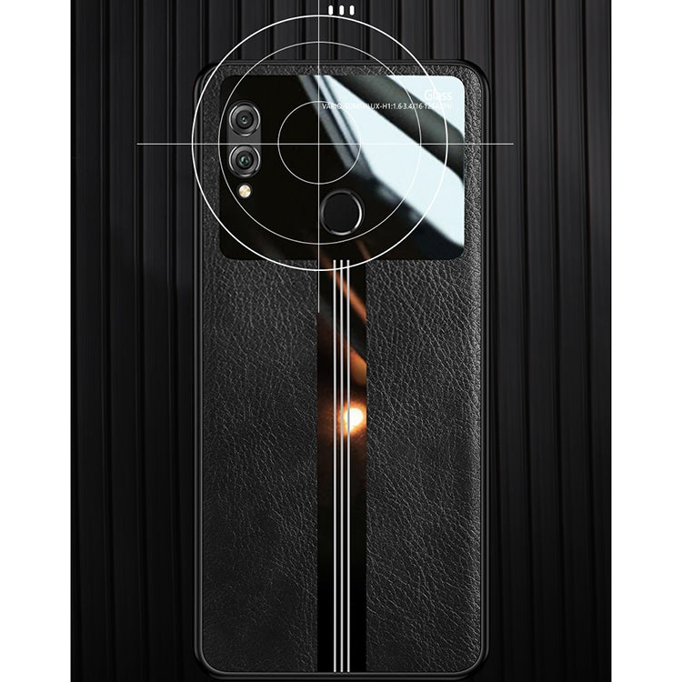 For Huawei Honor 8X Leather Texture PU + Glass + TPU Shockproof Protective Case