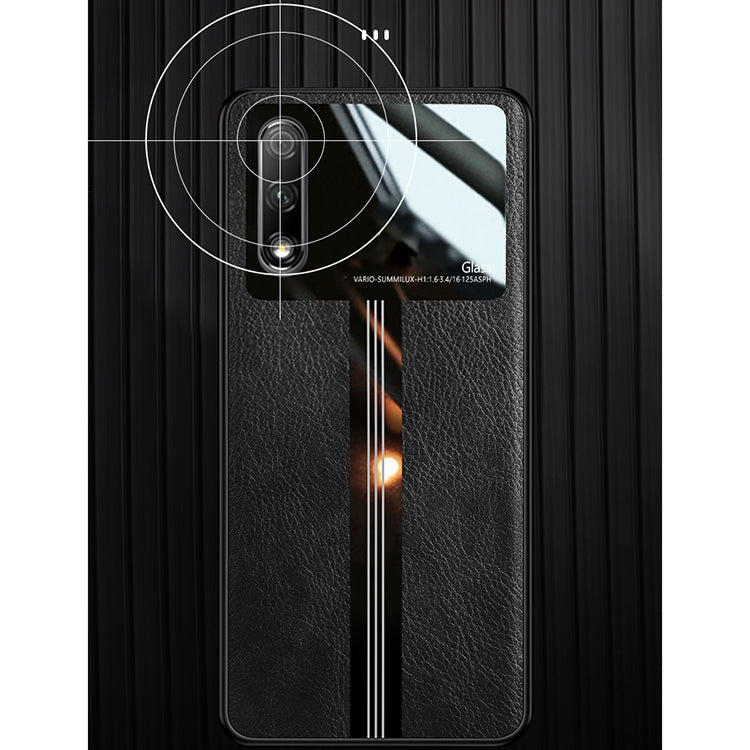 For Huawei Honor 9X / 9X Pro Leather Texture PU + Glass + TPU Shockproof Protective Case