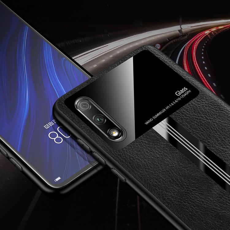For Huawei Honor 9X / 9X Pro Leather Texture PU + Glass + TPU Shockproof Protective Case
