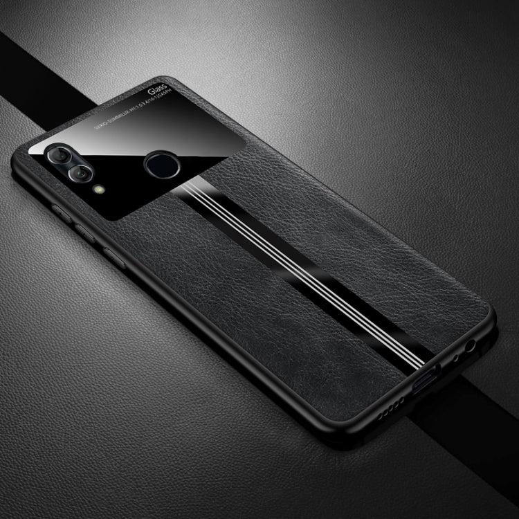 For Huawei Honor 10 Lite Leather Texture PU + Glass + TPU Shockproof Protective Case