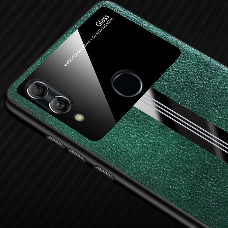 For Huawei Honor 10 Lite Leather Texture PU + Glass + TPU Shockproof Protective Case