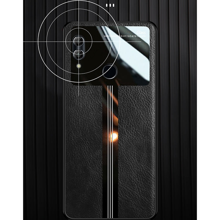 For Huawei Honor 10 Lite Leather Texture PU + Glass + TPU Shockproof Protective Case