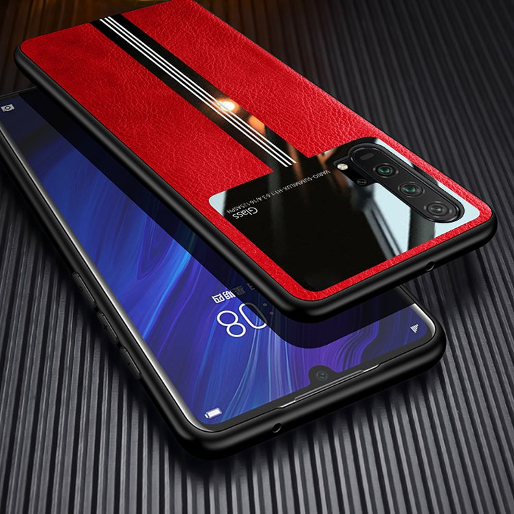 For Huawei Honor 20 Pro Leather Texture PU + Glass + TPU Shockproof Protective Case