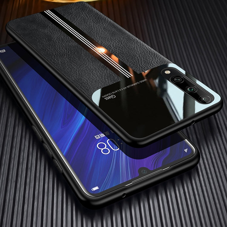 For Huawei Honor play 3 Leather Texture PU + Glass + TPU Shockproof Protective Case