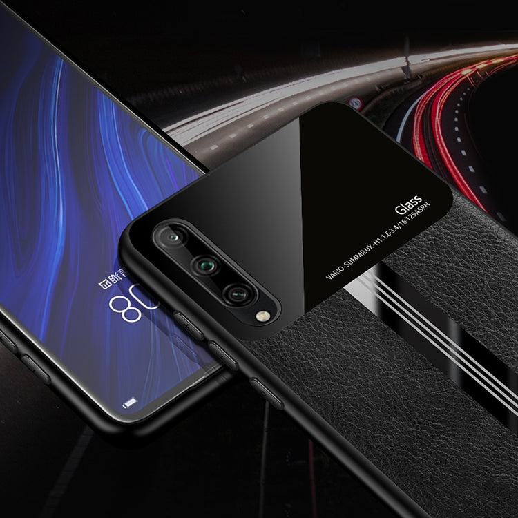 For Huawei Honor play 3 Leather Texture PU + Glass + TPU Shockproof Protective Case