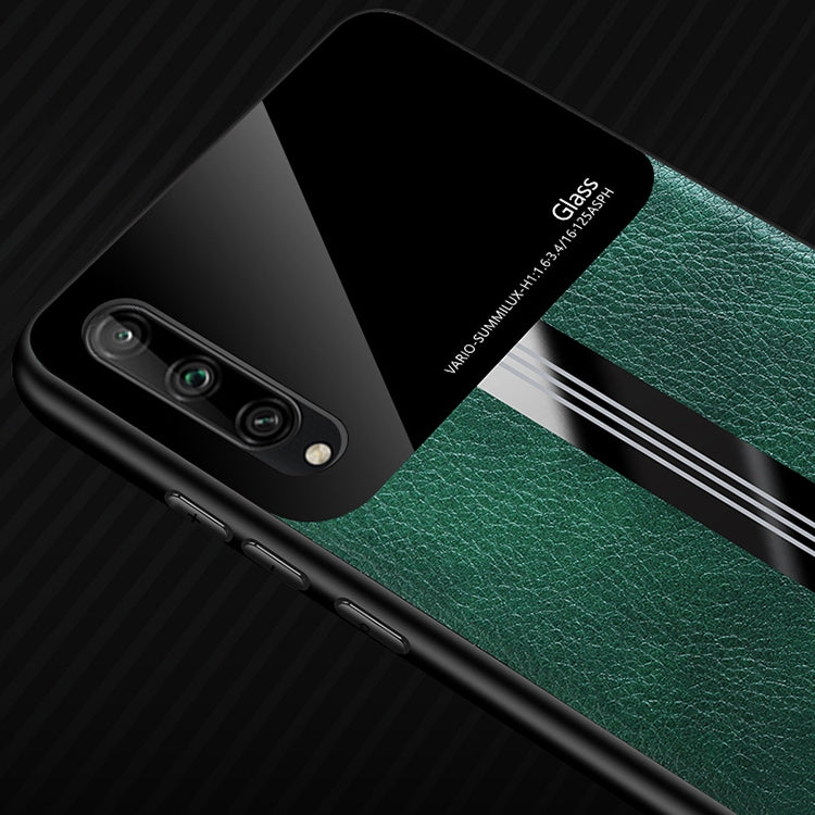 For Huawei Honor play 3 Leather Texture PU + Glass + TPU Shockproof Protective Case