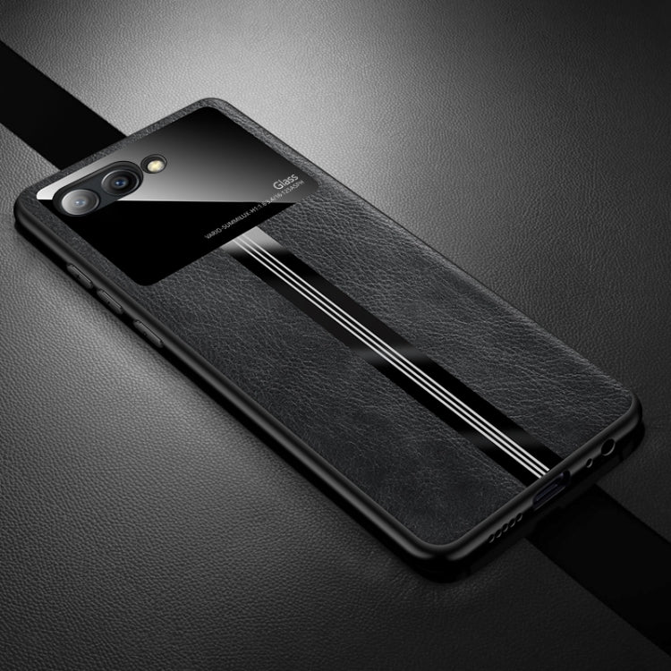 For Huawei Honor V10 Leather Texture PU + Glass + TPU Shockproof Protective Case