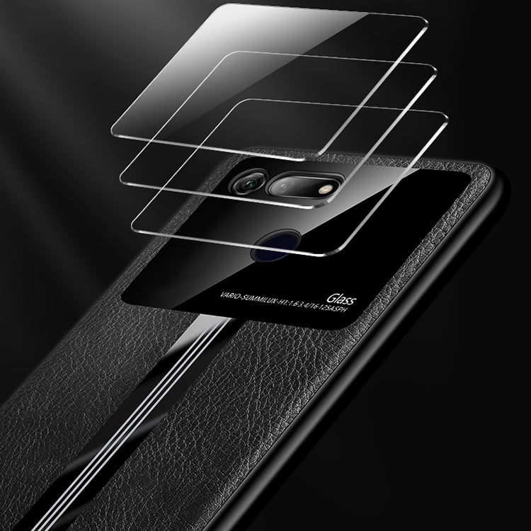 For Huawei Honor View 20 / Honor V20 Leather Texture PU + Glass + TPU Shockproof Protective Case