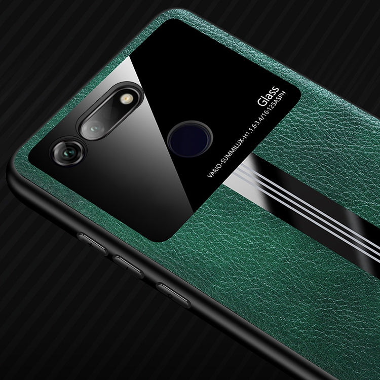 For Huawei Honor View 20 / Honor V20 Leather Texture PU + Glass + TPU Shockproof Protective Case