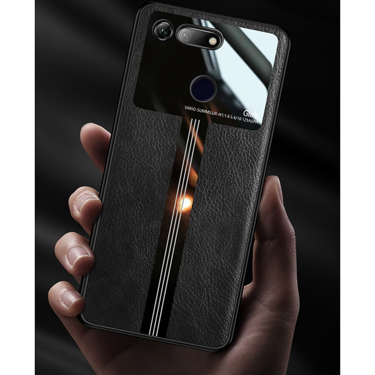For Huawei Honor View 20 / Honor V20 Leather Texture PU + Glass + TPU Shockproof Protective Case
