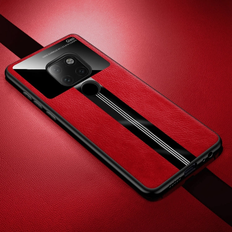 For Huawei Mate 20 Leather Texture PU + Glass + TPU Shockproof Protective Case