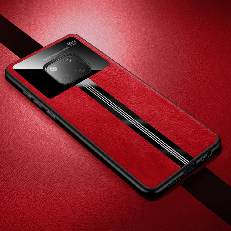 For Huawei Mate 20 Pro Leather Texture PU + Glass + TPU Shockproof Protective Case
