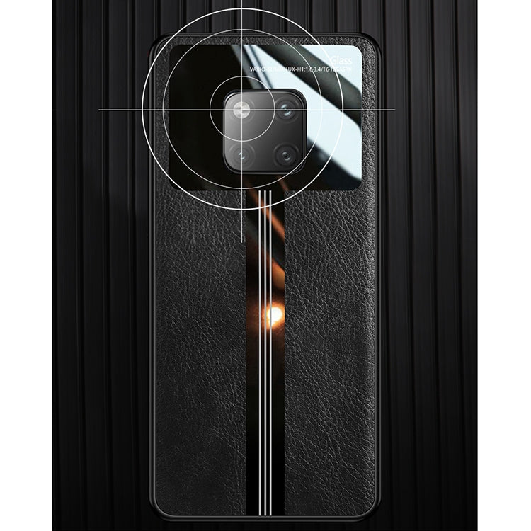 For Huawei Mate 20 Pro Leather Texture PU + Glass + TPU Shockproof Protective Case