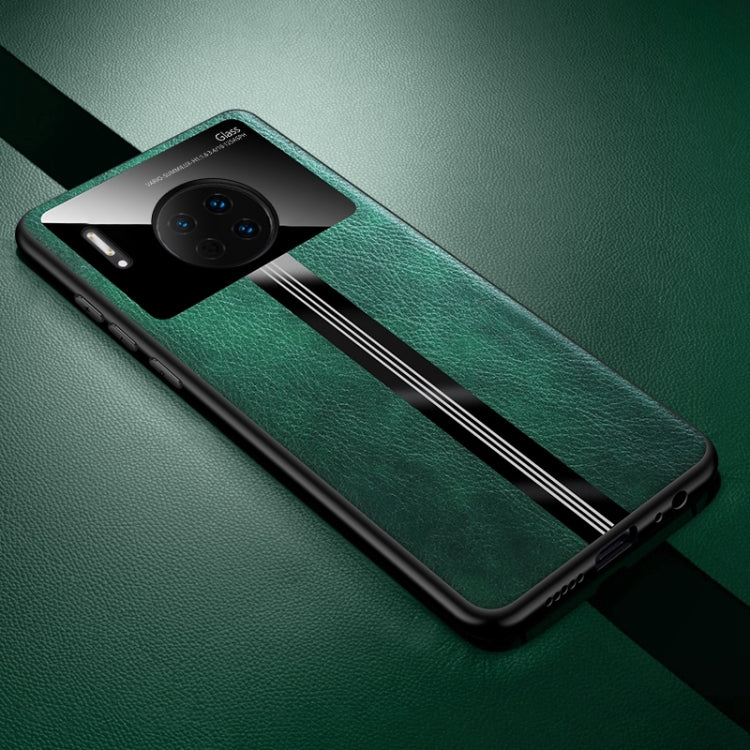 For Huawei Mate 30 Leather Texture PU + Glass + TPU Shockproof Protective Case