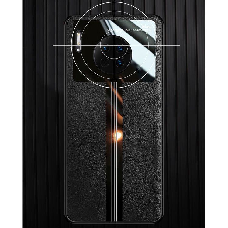 For Huawei Mate 30 Leather Texture PU + Glass + TPU Shockproof Protective Case