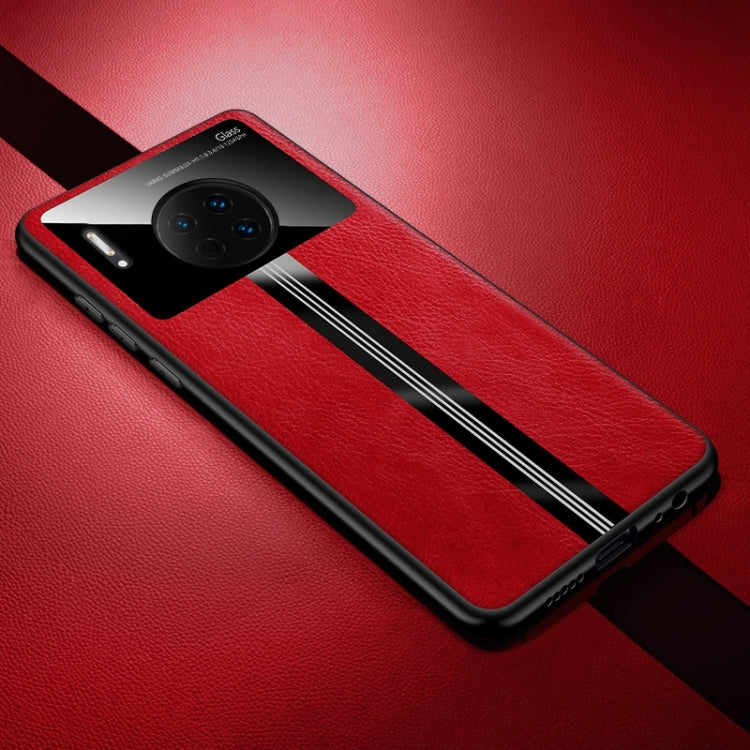 For Huawei Mate 30 Leather Texture PU + Glass + TPU Shockproof Protective Case