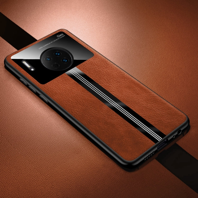For Huawei Mate 30 Leather Texture PU + Glass + TPU Shockproof Protective Case