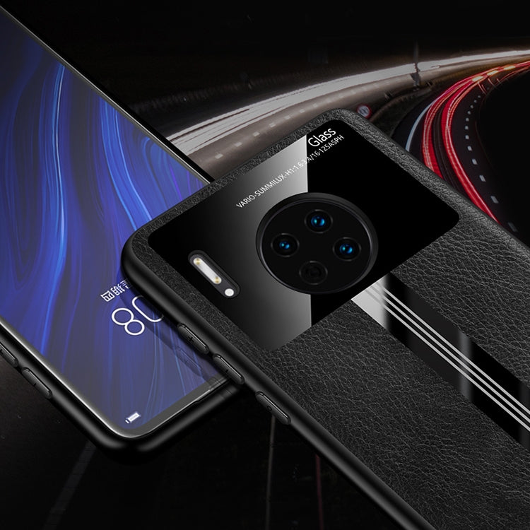 For Huawei Mate 30 Leather Texture PU + Glass + TPU Shockproof Protective Case