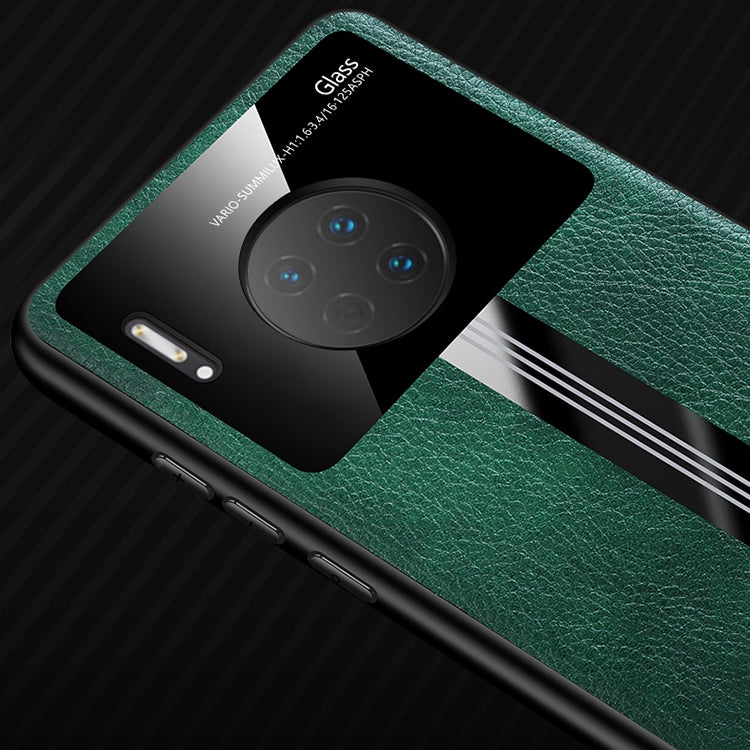For Huawei Mate 30 Pro Leather Texture PU + Glass + TPU Shockproof Protective Case