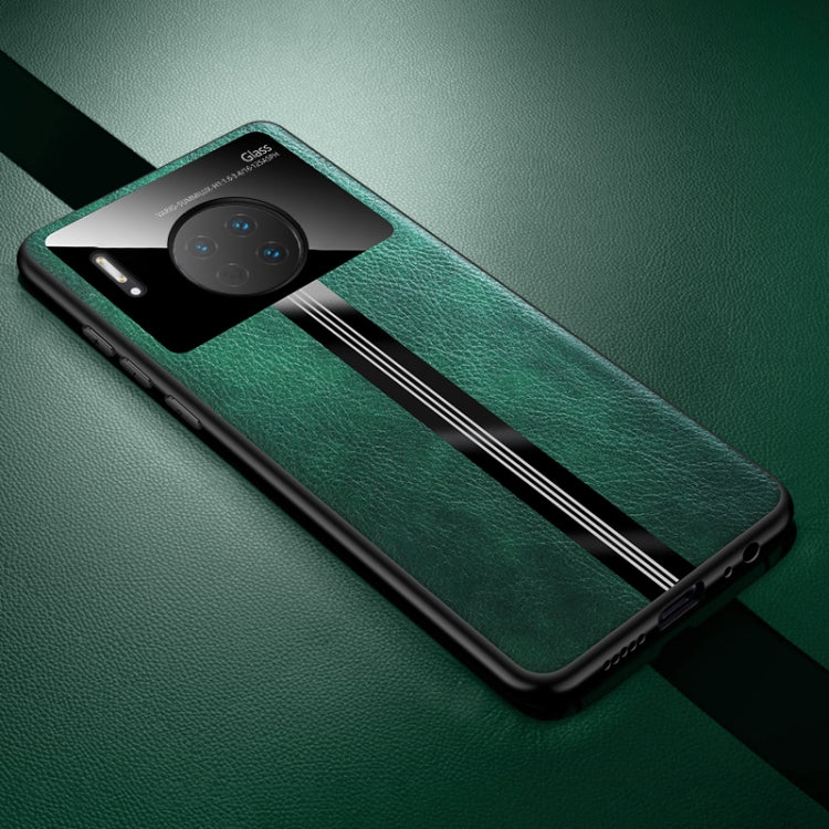 For Huawei Mate 30 Pro Leather Texture PU + Glass + TPU Shockproof Protective Case