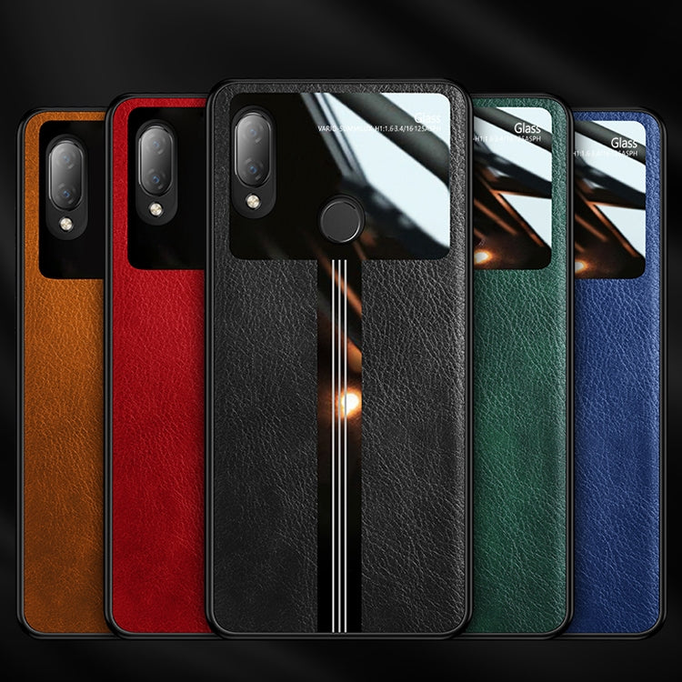 For Huawei Nova 3i Leather Texture PU + Glass + TPU Shockproof Protective Case