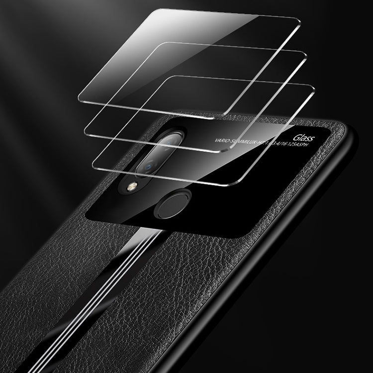 For Huawei Nova 3i Leather Texture PU + Glass + TPU Shockproof Protective Case