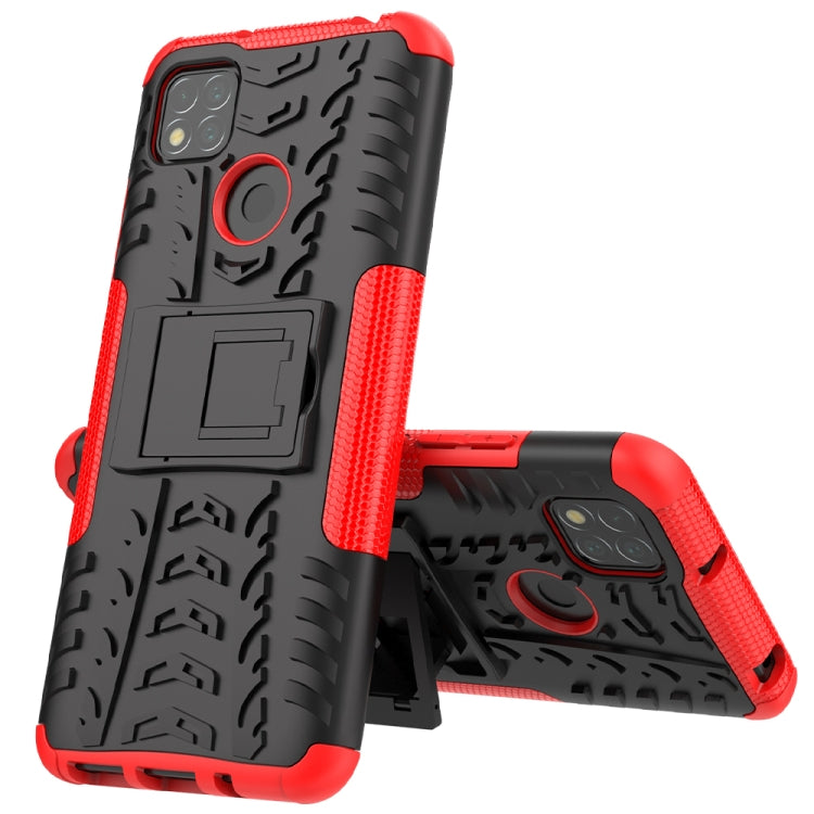 For Xiaomi Redmi 9C Tire Texture Shockproof TPU + PC Protective Case with Holder