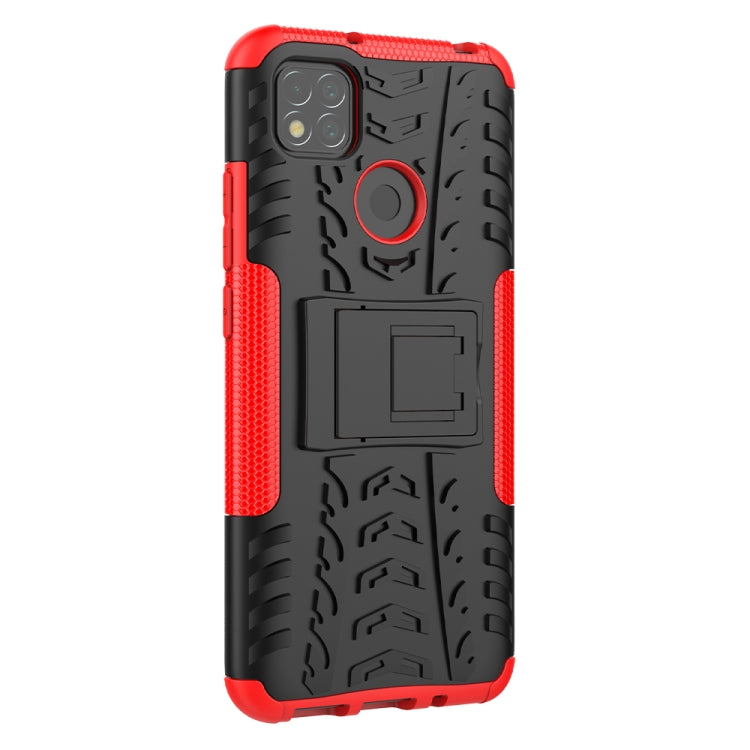 For Xiaomi Redmi 9C Tire Texture Shockproof TPU + PC Protective Case with Holder