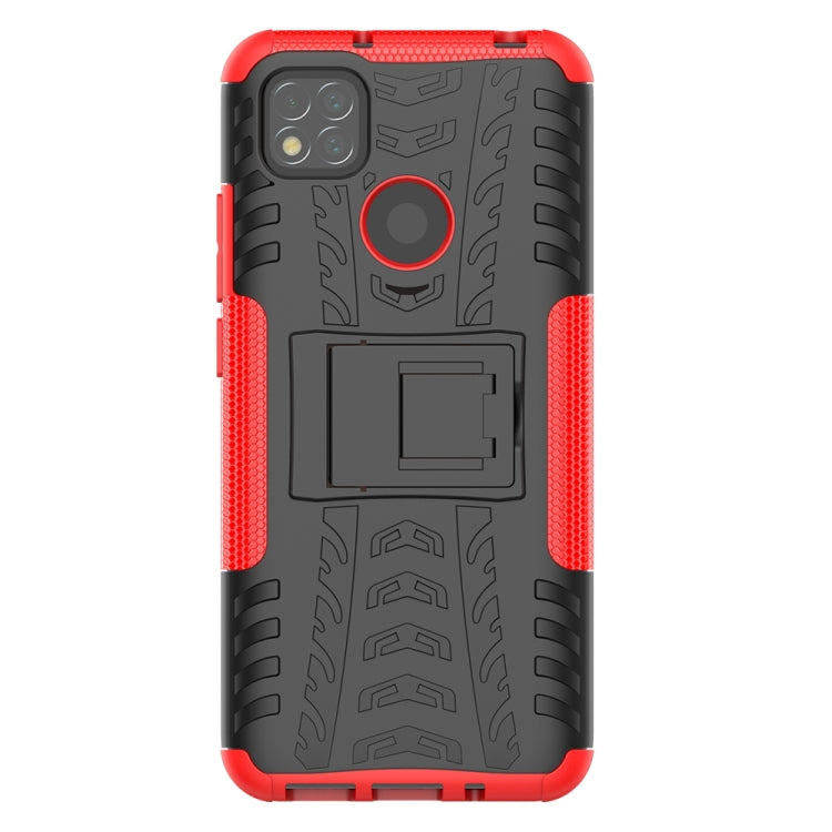 For Xiaomi Redmi 9C Tire Texture Shockproof TPU + PC Protective Case with Holder