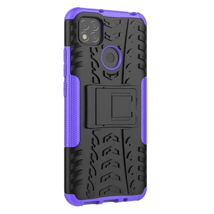 For Xiaomi Redmi 9C Tire Texture Shockproof TPU + PC Protective Case with Holder