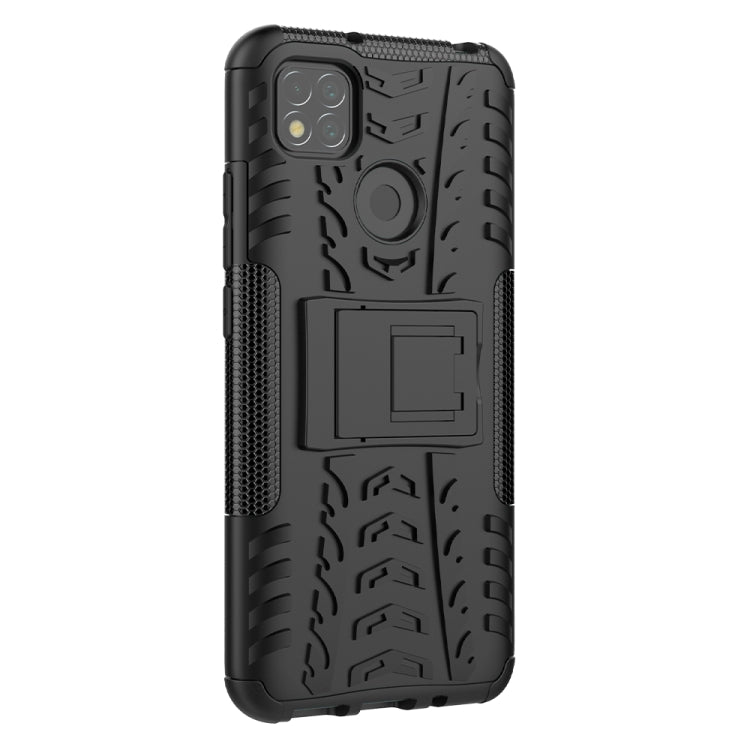 For Xiaomi Redmi 9C Tire Texture Shockproof TPU + PC Protective Case with Holder