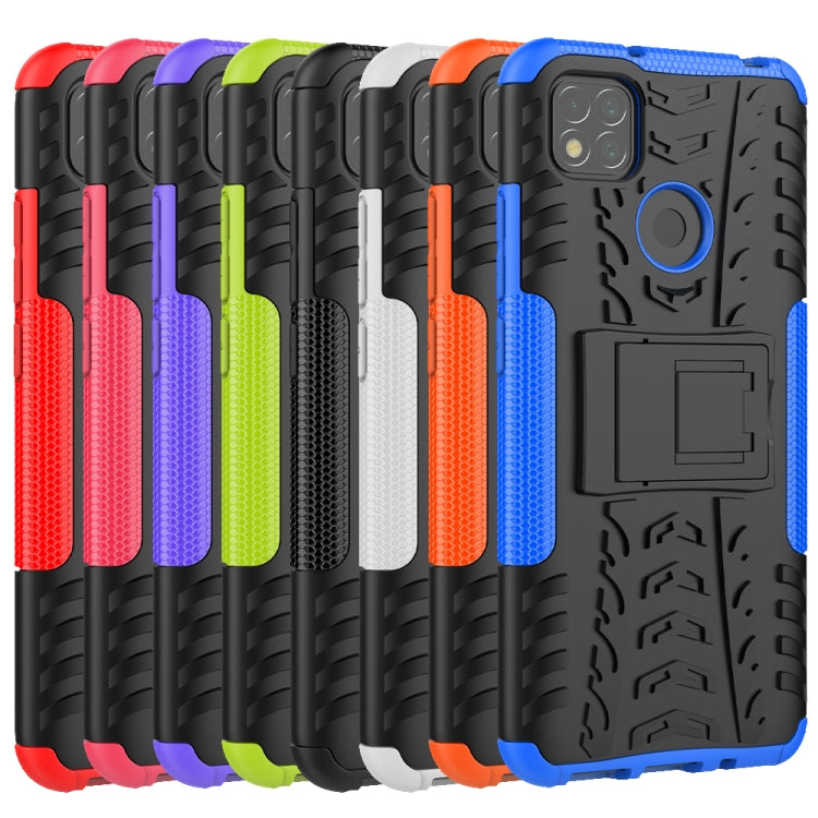 For Xiaomi Redmi 9C Tire Texture Shockproof TPU + PC Protective Case with Holder