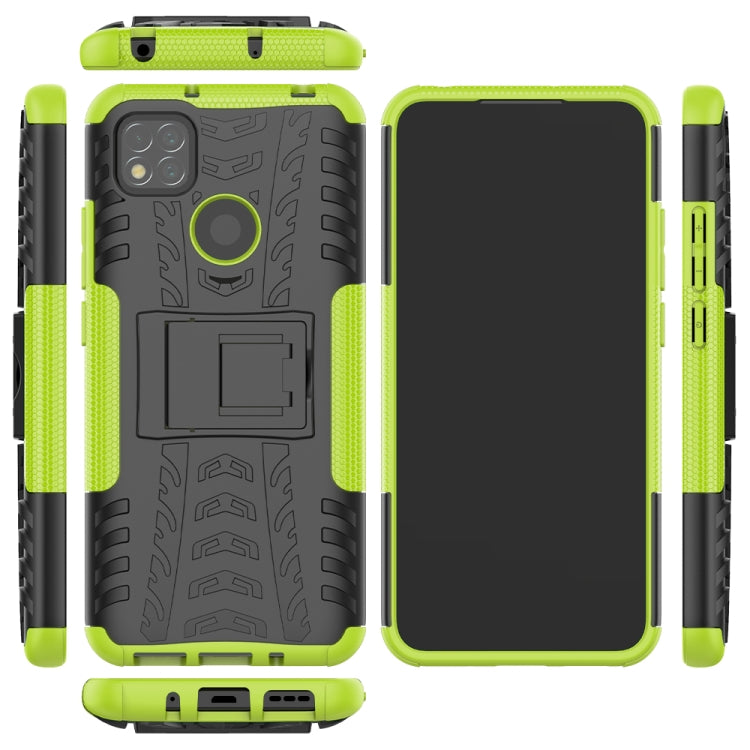 For Xiaomi Redmi 9C Tire Texture Shockproof TPU + PC Protective Case with Holder