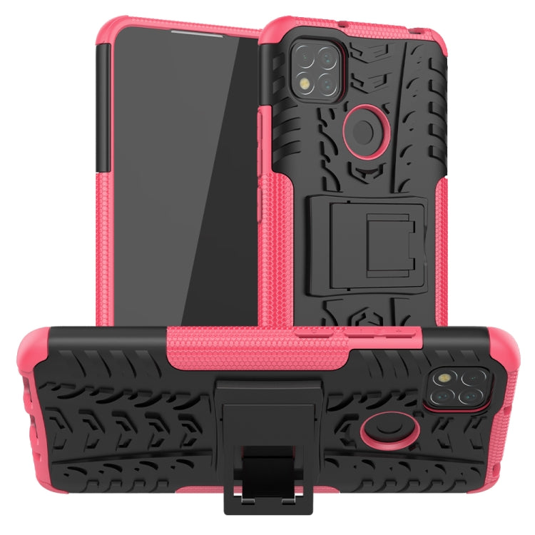 For Xiaomi Redmi 9C Tire Texture Shockproof TPU + PC Protective Case with Holder