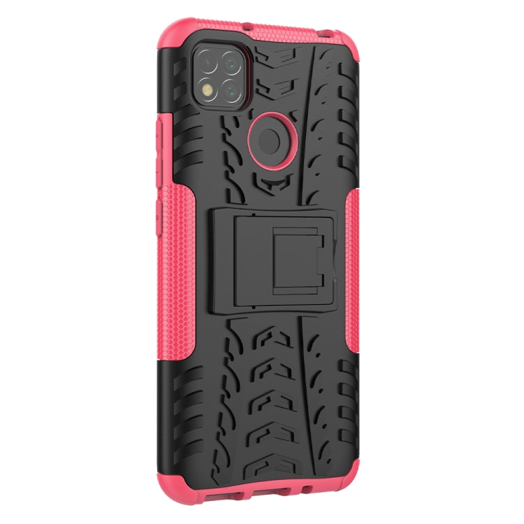 For Xiaomi Redmi 9C Tire Texture Shockproof TPU + PC Protective Case with Holder