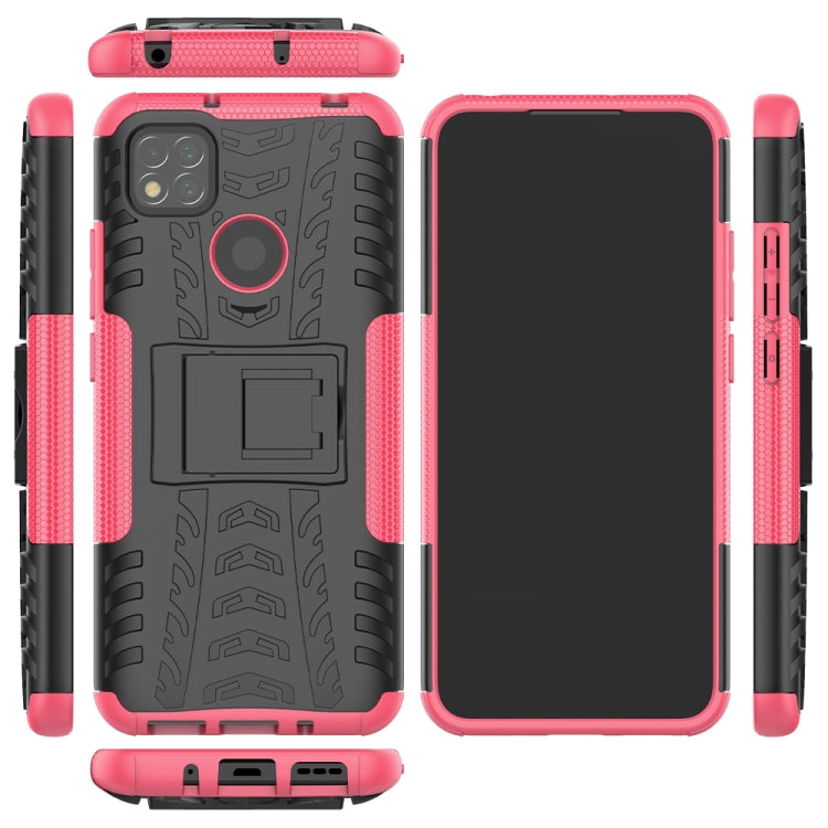 For Xiaomi Redmi 9C Tire Texture Shockproof TPU + PC Protective Case with Holder