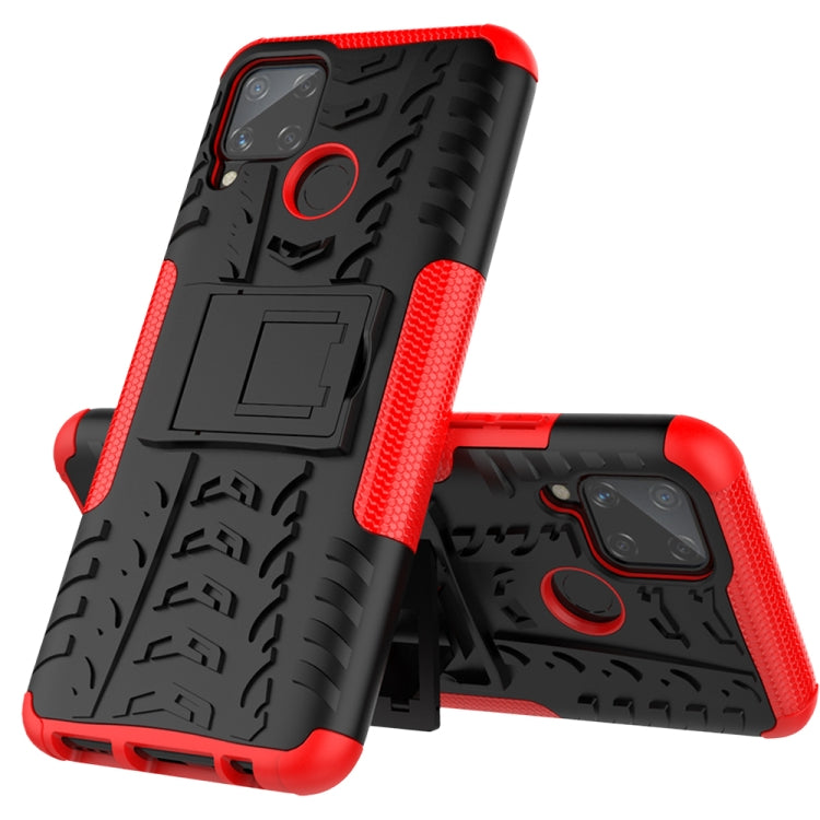For OPPO Realme C15 Tire Texture Shockproof TPU + PC Protective Case with Holder