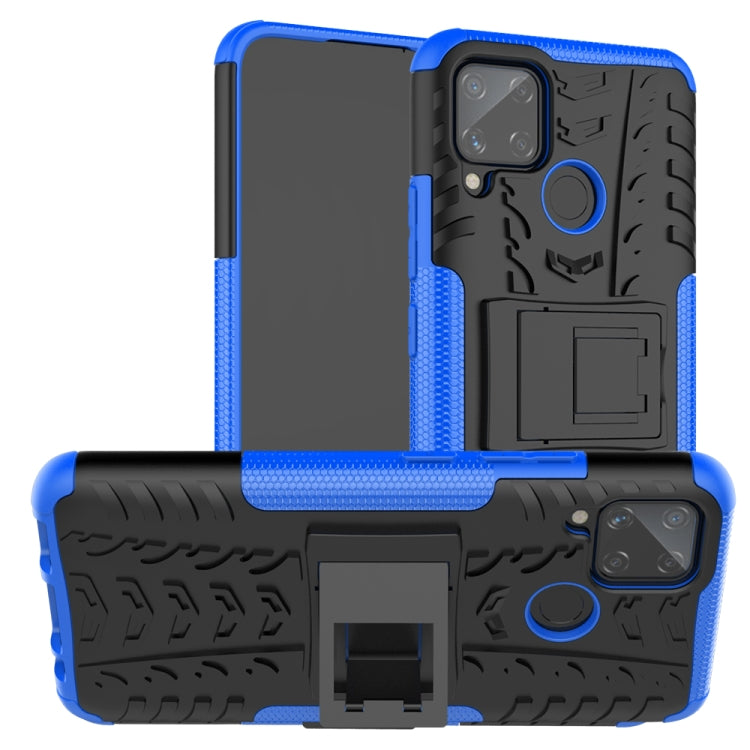 For OPPO Realme C15 Tire Texture Shockproof TPU + PC Protective Case with Holder