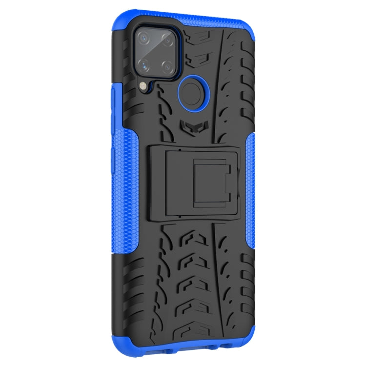 For OPPO Realme C15 Tire Texture Shockproof TPU + PC Protective Case with Holder